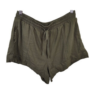 Universal Thread Shorts Women Medium Green Linen Blend Casual Drawstring Pockets